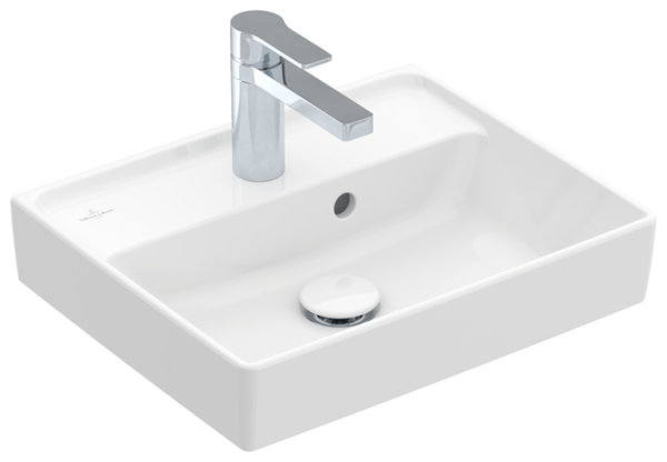 Villeroy & Boch Collaro Handwaschbecken, 450 x 370 mm, , mit Überlauf, ungeschliffen, 433445, Farbe: weiß-alpin von Villeroy und Boch AG