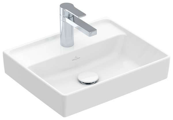 Villeroy & Boch Collaro Handwaschbecken, 450 x 370 mm, , ohne Überlauf, ungeschliffen, 433446, Farbe: Stone White, Ceramic Plus von Villeroy und Boch AG