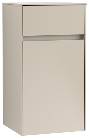 Villeroy & Boch Collaro Seitenschrank 404x748x349 mm, 1 Tür und 1 Schublade Anschlag (Scharnier) rechts, C03201, Farbe: Front/Korpus: Soft Grey, Griff: Soft Grey von Villeroy und Boch AG