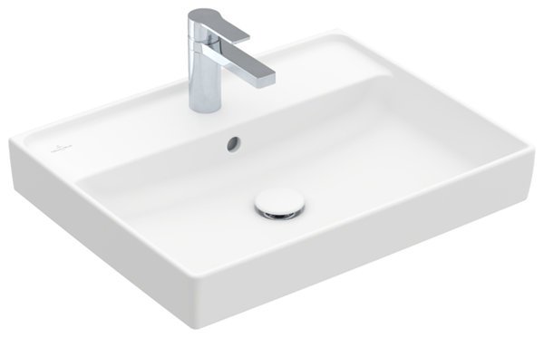 Villeroy & Boch Collaro Waschbecken, 600 x 470 mm, mit Überlauf, geschliffen, 4A336G, Farbe: Stone White, Ceramic Plus von Villeroy und Boch AG