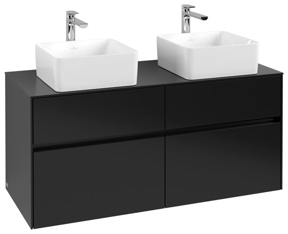 Villeroy & Boch Collaro Waschbeckenunterschrank 1200x548x500 mm, 4 Auszüge , für 2 Waschbecken, C04400, Farbe: Front/Korpus: Black Matt Lacquer, Griff: Black Matt von Villeroy und Boch AG