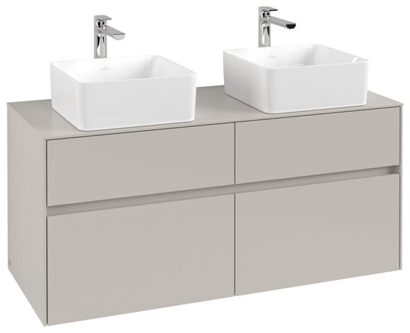 Villeroy & Boch Collaro Waschbeckenunterschrank 1200x548x500 mm, 4 Auszüge , für 2 Waschbecken, C04400, Farbe: Front/Korpus: Soft Grey, Griff: Soft Grey von Villeroy und Boch AG