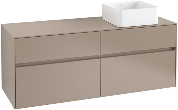 Villeroy & Boch Collaro Waschbeckenunterschrank 1400x548x500 mm, 4 Auszüge , für Waschbecken rechts, C047L0, Farbe: Front/Korpus: Stone Oak Griff: Anthracite Matt - C047L0RK von Villeroy und Boch AG