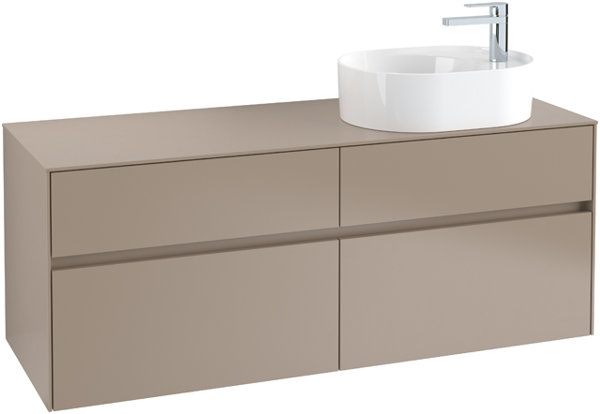 Villeroy & Boch Collaro Waschbeckenunterschrank 1400x548x500 mm, 4 Auszüge , für Waschbecken rechts, C063L0, Farbe: Front/Korpus: Truffle Grey, Griff: Truffle Grey von Villeroy und Boch AG