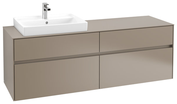 Villeroy & Boch Collaro Waschbeckenunterschrank 1600x548x500 mm, 4 Auszüge , für Waschbecken links, C02200, Farbe: Front/Korpus: Truffle Grey, Griff: Truffle Grey von Villeroy und Boch AG