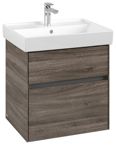 Villeroy & Boch Collaro Waschbeckenunterschrank 554x546x444 mm, 2 Auszüge, C00800, Farbe: Front/Korpus: Stone Oak Griff: Anthracite Matt von Villeroy und Boch AG