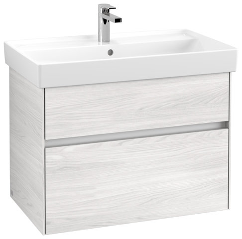 Villeroy & Boch Collaro Waschbeckenunterschrank 754x546x444 mm, 2 Auszüge, C01000, Farbe: Front/Korpus: White Wood, Griff: White Matt von Villeroy und Boch AG