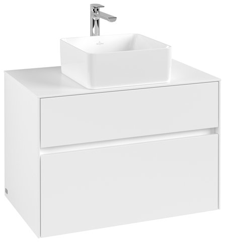 Villeroy & Boch Collaro Waschbeckenunterschrank 800x548x500 mm, 2 Auszüge , für Waschbecken mittig, C03700, Farbe: Front/Korpus: White Matt, Griff: White Matt von Villeroy und Boch AG