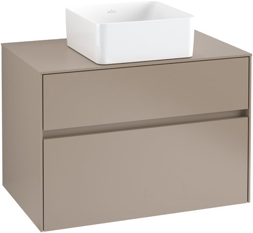 Villeroy & Boch Collaro Waschbeckenunterschrank 800x548x500 mm, 2 Auszüge , für Waschbecken mittig, C037L0, Farbe: Front/Korpus: White Wood, Griff: White Matt von Villeroy und Boch AG