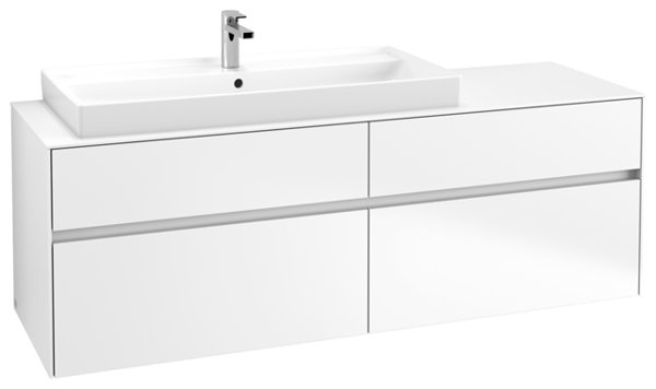 Villeroy & Boch Collaro Waschbeckenunterschrank mit Beleuchtung, 1600x548x500 mm, 4 Auszüge , für Waschbecken links, C029B0, Farbe: Front/Korpus: White Matt, Griff: White Matt von Villeroy und Boch AG