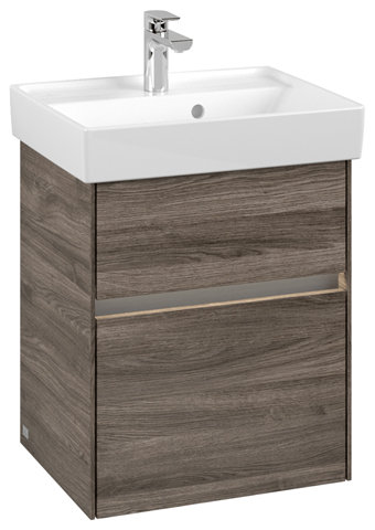 Villeroy & Boch Collaro Waschbeckenunterschrank mit Beleuchtung, 460x546x374 mm, 2 Auszüge, C006B0, Farbe: Front/Korpus: Stone Oak Griff: Anthracite Matt von Villeroy und Boch AG