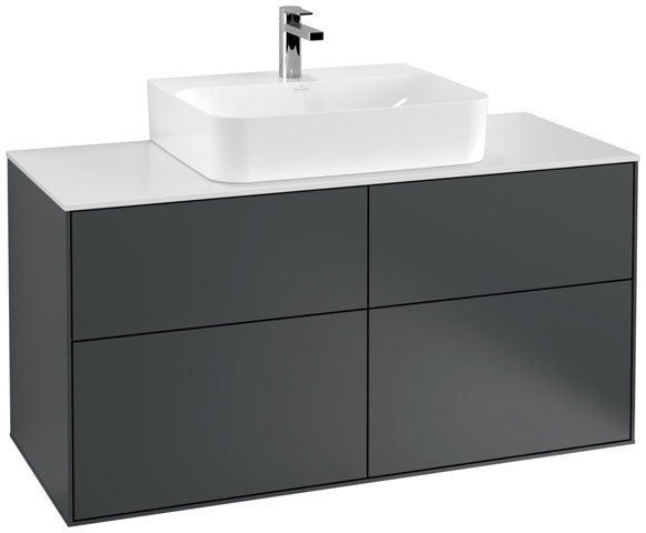 Villeroy und Boch Finion Waschtischunterschrank F13100, 1200x603x501mm, Abdeckplatte White Matt, Farbe: Midnight Blue Matt Lacquer von Villeroy und Boch AG