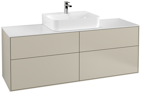 Villeroy und Boch Finion Waschtischunterschrank F19100, 1600x603x501mm, Abdeckplatte White Matt, Farbe: Sand Matt Lacquer - F19100HH von Villeroy und Boch AG