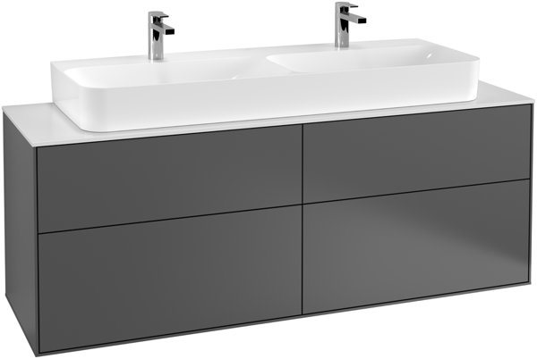 Villeroy und Boch Finion Waschtischunterschrank F20200, 1600x603x501mm, Abdeckplatte Black Matt, Farbe: Olive Matt Lacquer - F20200GM von Villeroy und Boch AG