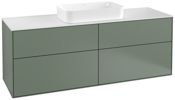 Villeroy und Boch Finion Waschtischunterschrank F32100, 1600x603x501mm, Abdeckplatte White Matt, Farbe: Olive Matt Lacquer von Villeroy und Boch AG