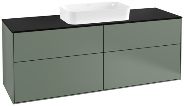 Villeroy und Boch Finion Waschtischunterschrank F32200, 1600x603x501mm, Abdeckplatte Black Matt, Farbe: Olive Matt Lacquer von Villeroy und Boch AG