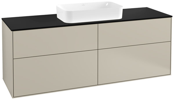 Villeroy und Boch Finion Waschtischunterschrank F32200, 1600x603x501mm, Abdeckplatte Black Matt, Farbe: Sand Matt Lacquer von Villeroy und Boch AG