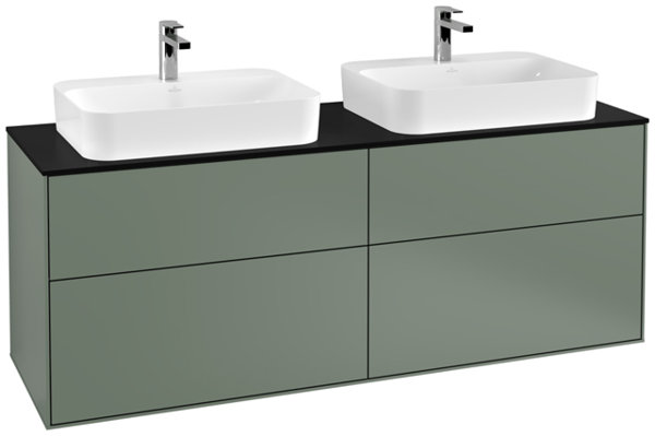 Villeroy und Boch Finion Waschtischunterschrank F43200, 1600x603x501mm, Abdeckplatte Black Matt, Farbe: Olive Matt Lacquer von Villeroy und Boch AG