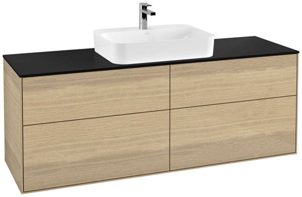 Villeroy und Boch Finion Waschtischunterschrank F44100, 1600x603x501mm, Abdeckplatte Black Matt, Farbe: Oak Veneer - F44200PC von Villeroy und Boch AG