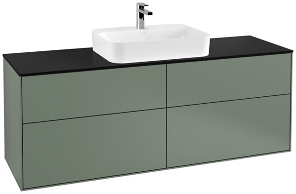 Villeroy und Boch Finion Waschtischunterschrank F44100, 1600x603x501mm, Abdeckplatte Black Matt, Farbe: Olive Matt Lacquer von Villeroy und Boch AG