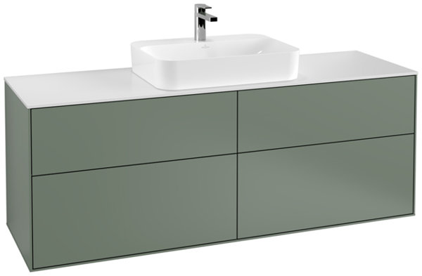 Villeroy und Boch Finion Waschtischunterschrank F44100, 1600x603x501mm, Abdeckplatte White Matt, Farbe: Olive Matt Lacquer von Villeroy und Boch AG