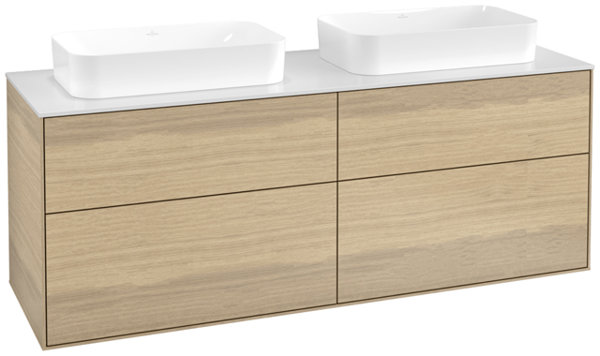 Villeroy und Boch Finion Waschtischunterschrank F7100, 1600x603x501mm, Abdeckplatte White Matt, Farbe: Oak Veneer - F72100PC von Villeroy und Boch AG