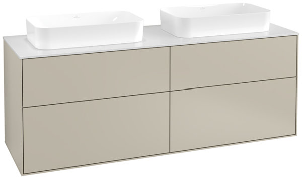 Villeroy und Boch Finion Waschtischunterschrank F7100, 1600x603x501mm, Abdeckplatte White Matt, Farbe: Sand Matt Lacquer - F72100HH von Villeroy und Boch AG