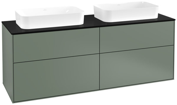 Villeroy und Boch Finion Waschtischunterschrank F72200, 1600x603x501mm, Abdeckplatte Black Matt, Farbe: Olive Matt Lacquer von Villeroy und Boch AG