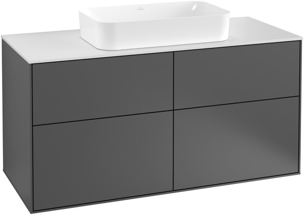 Villeroy und Boch Finion Waschtischunterschrank G26200, 1200x603x501mm, mit LED- Beleuchtung, Abdeckplatte Black Matt, Farbe: Light Grey Matt von Villeroy und Boch AG