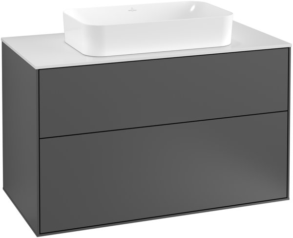 Villeroy und Boch Finion Waschtischunterschrank G64200, 1000x603x501mm, Abdeckplatte Black Matt, Farbe: Light Grey Matt von Villeroy und Boch AG