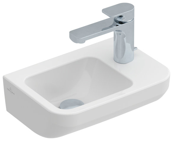 Villeroy und Boch Handwaschbecken Architectura 437337 360x260mm, eckig, Hahnloch rechts, weiss, Farbe: Weiß Ceramicplus von Villeroy und Boch AG