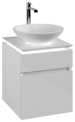 Villeroy & Boch Legato Waschtischunterschrank B566, 450x550x500mm, Waschtisch mittig, LED- Beleuchtung, Farbe: Glossy White von Villeroy und Boch AG