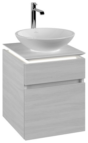 Villeroy & Boch Legato Waschtischunterschrank B566, 450x550x500mm, Waschtisch mittig, LED- Beleuchtung, Farbe: White Wood von Villeroy und Boch AG
