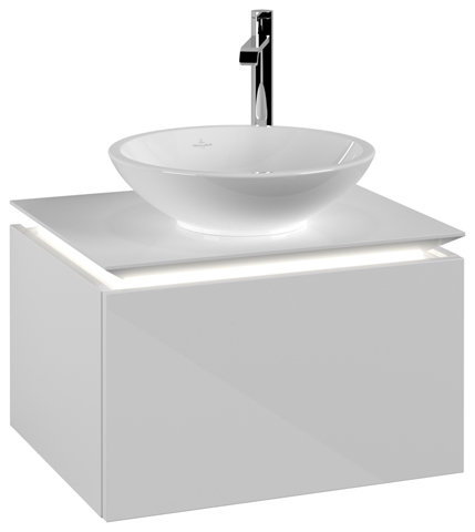 Villeroy & Boch Legato Waschtischunterschrank B567, 600x380x500mm, Waschtisch mittig, LED- Beleuchtung, Farbe: Glossy White von Villeroy und Boch AG