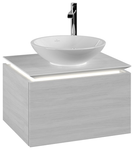 Villeroy & Boch Legato Waschtischunterschrank B567, 600x380x500mm, Waschtisch mittig, LED- Beleuchtung, Farbe: Nordic Oak von Villeroy und Boch AG