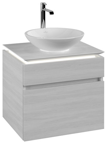 Villeroy & Boch Legato Waschtischunterschrank B568, 600x550x500mm, Waschtisch mittig, LED- Beleuchtung, Farbe: Nordic Oak von Villeroy und Boch AG