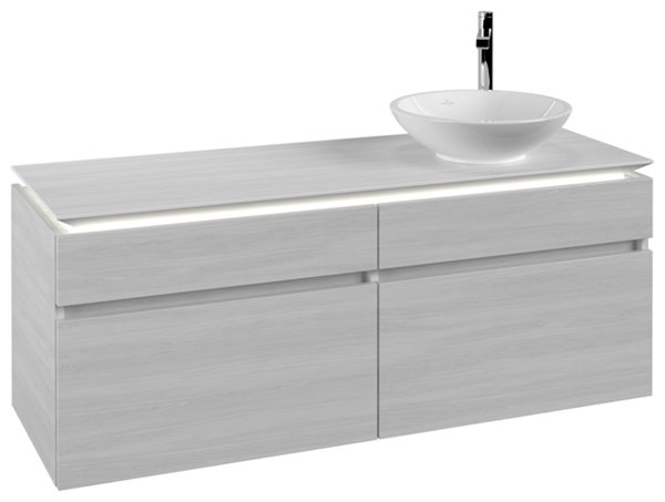 Villeroy & Boch Legato Waschtischunterschrank B590, 1400x550x500mm, Waschtisch rechts, LED- Beleuchtung, Farbe: Stone Oak von Villeroy und Boch AG