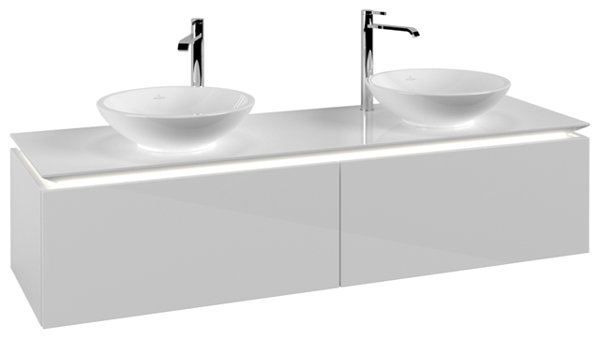 Villeroy & Boch Legato Waschtischunterschrank B599, 1600x380x500mm, 2 Waschtische, LED- Beleuchtung, Farbe: Glossy White von Villeroy und Boch AG