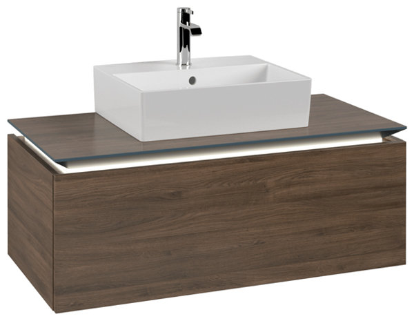 Villeroy & Boch Legato Waschtischunterschrank B603, 1000x380x500mm, Waschtisch mittig, LED- Beleuchtung, Farbe: Arizona Oak von Villeroy und Boch AG