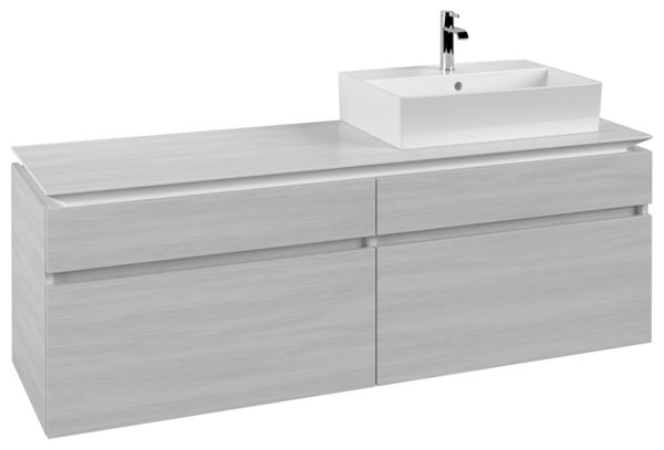 Villeroy & Boch Legato Waschtischunterschrank B675, 1600x550x500mm, Waschtisch rechts, Farbe: Glossy Grey - B67500FP von Villeroy und Boch AG