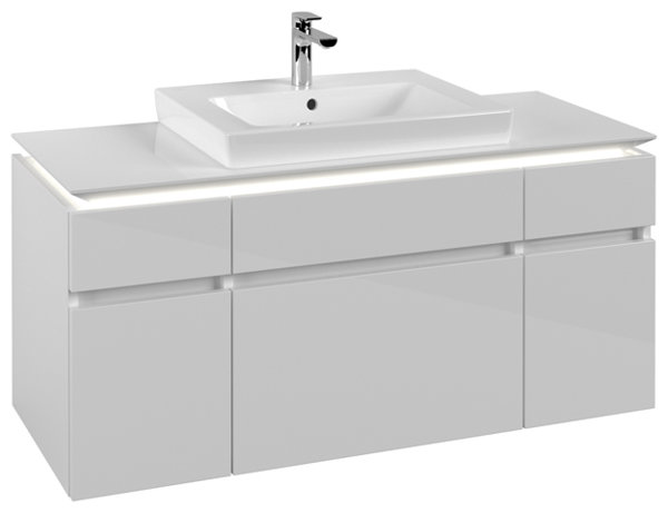 Villeroy & Boch Legato Waschtischunterschrank B683, 1200x550x500mm, Waschtisch mittig, LED- Beleuchtung, Farbe: Glossy White von Villeroy und Boch AG
