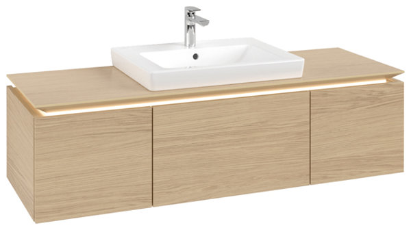 Villeroy & Boch Legato Waschtischunterschrank B684, 1400x380x500mm, Waschtisch mittig, LED- Beleuchtung, Farbe: Nordic Oak von Villeroy und Boch AG