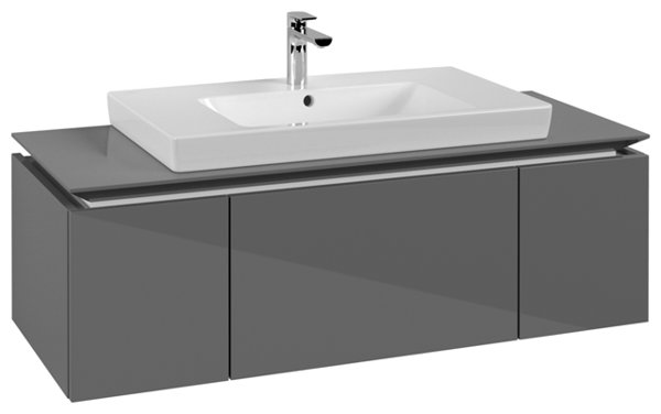 Villeroy & Boch Legato Waschtischunterschrank B696, 1200x380x500mm, mittig, Farbe: Glossy Grey - B69600FP von Villeroy und Boch AG