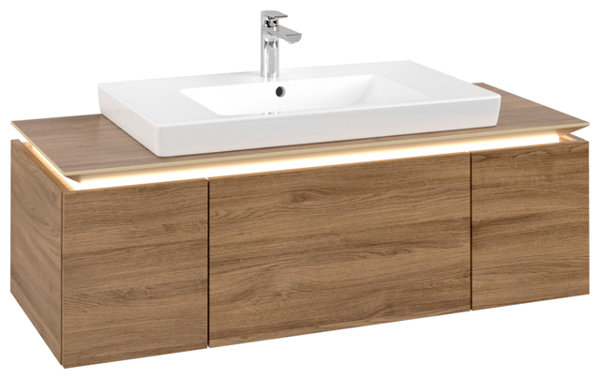 Villeroy & Boch Legato Waschtischunterschrank B696, 1200x380x500mm, mittig, LED- Beleuchtung, Farbe: Kansas Oak - B696L0RH von Villeroy und Boch AG