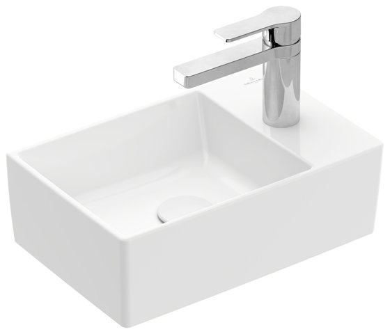 Villeroy & Boch Memento 2.0 Handwaschbecken, 400 x 260 mm, 1 Hahnloch, ohne Überlauf, ungeschliffen, 432340, Farbe: weiß-alpin von Villeroy und Boch AG