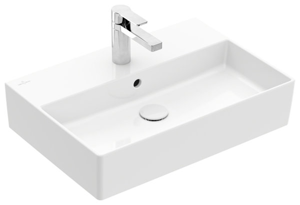 Villeroy & Boch Memento 2.0 Wandwaschbecken, 600 x 420 mm, 1 Hahnloch, mit Überlauf, ungeschliffen, 4A2260, Farbe: Weiß Ceramicplus von Villeroy und Boch AG