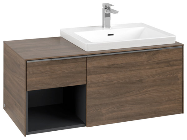 Villeroy & Boch Subway 3.0, 1001x423x516 mm, Waschbeckenunterschrank, 2 Auszüge, C571L2, Farbe: Front/Korpus: Arizona Oak, Griff: Aluminium glänzend - C571L0VH von Villeroy und Boch AG