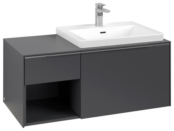 Villeroy & Boch Subway 3.0, 1001x423x516 mm, Waschbeckenunterschrank, 2 Auszüge, C571L2, Farbe: Front/Korpus: Graphite, Griff: Aluminium glänzend von Villeroy und Boch AG