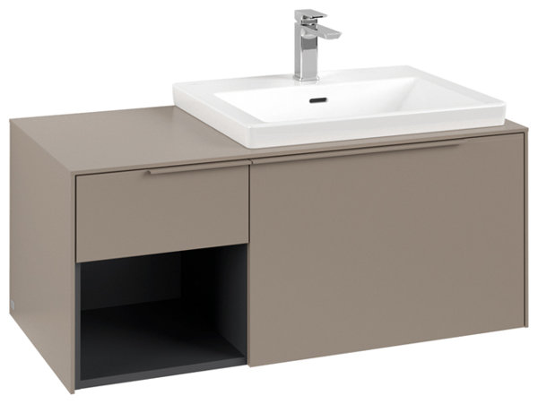 Villeroy & Boch Subway 3.0, 1001x423x516 mm, Waschbeckenunterschrank, 2 Auszüge, C571L2, Farbe: Front/Korpus: Taupe, Griff: Taipe - C571L2VM von Villeroy und Boch AG