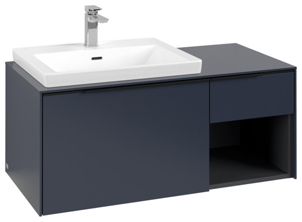 Villeroy & Boch Subway 3.0, 1001x423x516 mm, Waschbeckenunterschrank, 2 Auszüge, C572L2, Farbe: Front/Korpus: Marine Blue, Griff: Volcano Black von Villeroy und Boch AG